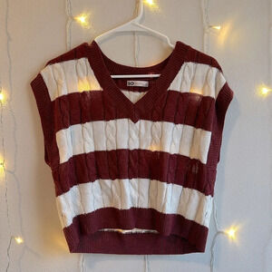 SO Striped Sweater Vest - Maroon/Cream​​​